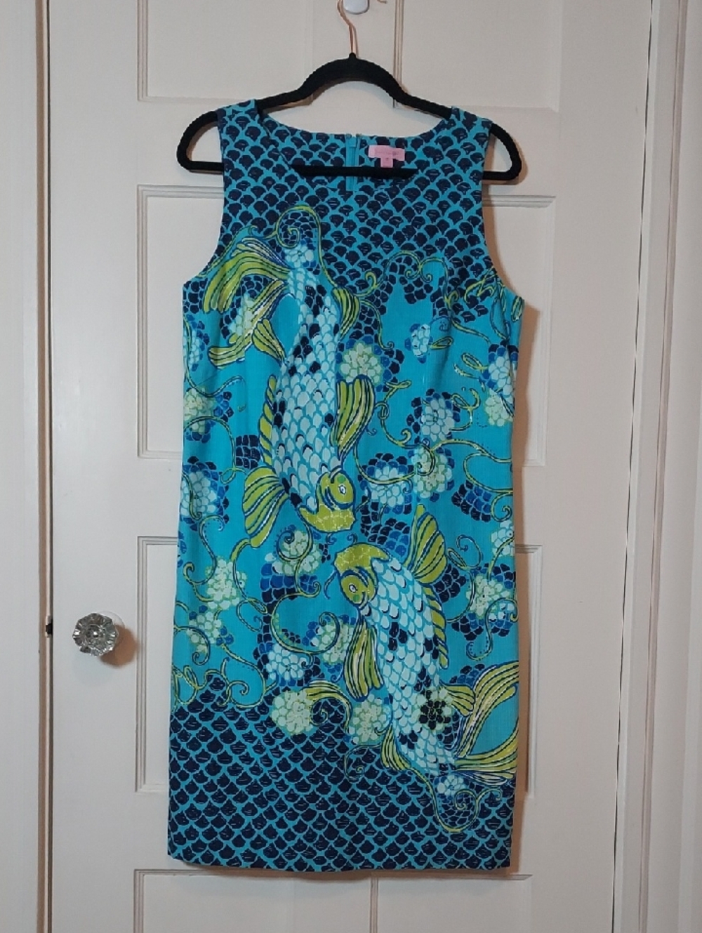 Lilly Pulitzer Stephanie Sleeveleas Shift Dress In Koi Fish Pattern Size 12